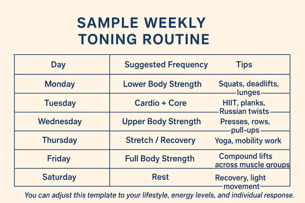 Achieving the Perfect Tone: How Often Should You Exercise for Results? 4 Weekly exercise Reigate plan graphic