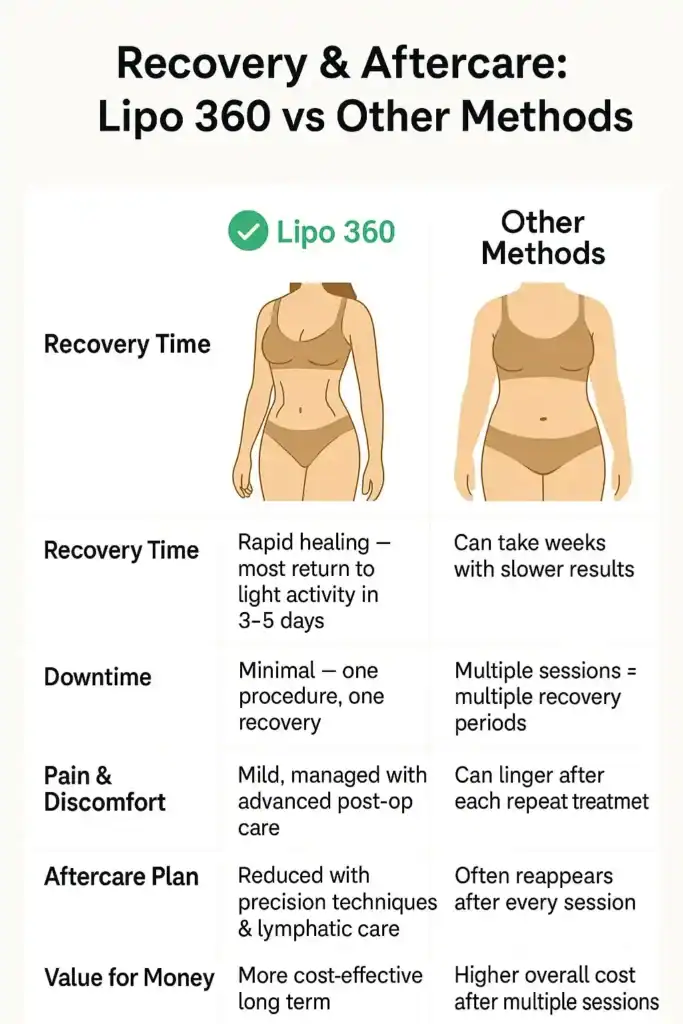 Recovery and Aftercare for Fat-Dissolving Surgery 2 Table to show fat dissolving injection aftercare Reigate