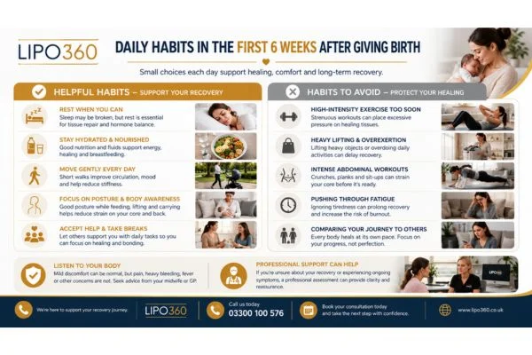 What to Do (and Avoid) in the First 6 Weeks After Giving Birth To Avoid Diastasis Recti 3 First 6 Weeks After Giving Birth To Avoid Diastasis Recti Reigate : Daily Habits in the First 6 Weeks After Giving Birth